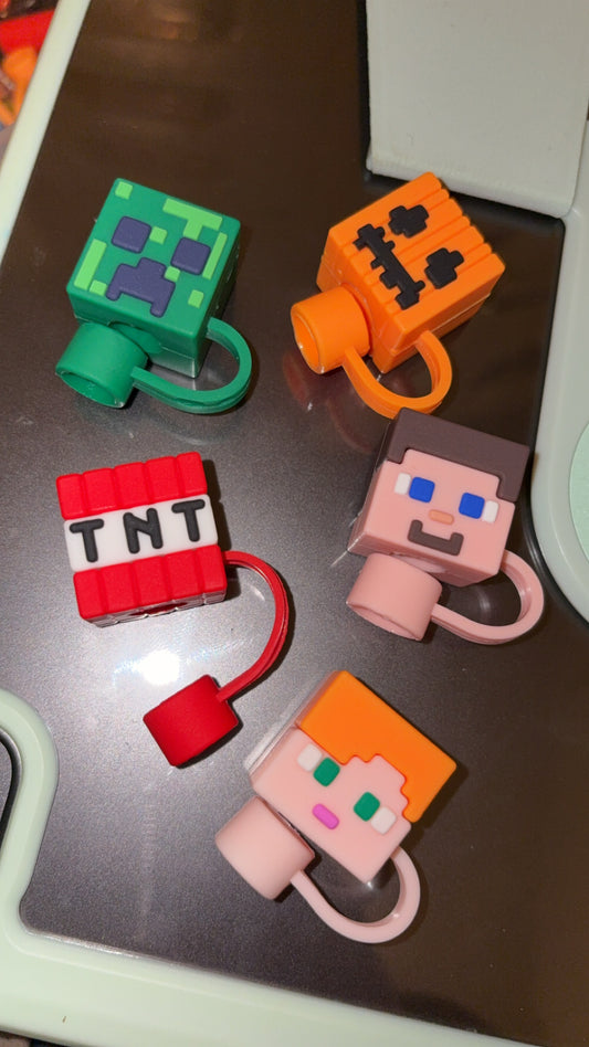 3d Minecraft straw toppers
